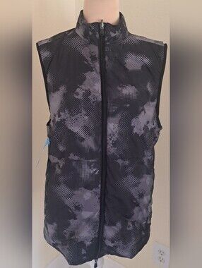 Men's Black & Gray Patterned Quilted Vest
